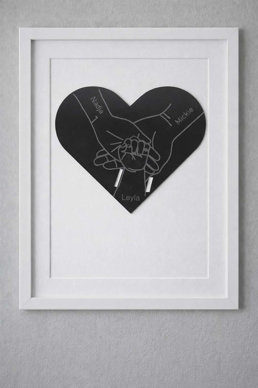 Personligt Familiehjerte – Med Navne 29x25cm