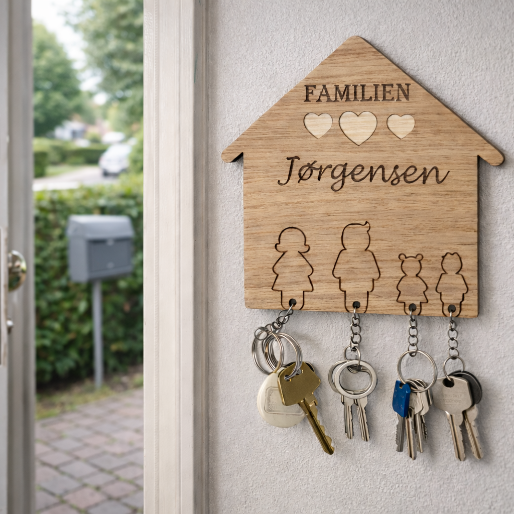 Hjemme hos Familien – Nøgleholder i Træ