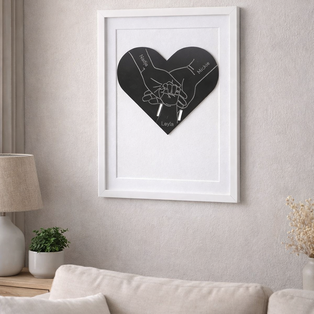 Personligt Familiehjerte – Med Navne 29x25cm