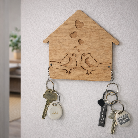 Nøgleholder – Fugle & Hjem 12x12cm